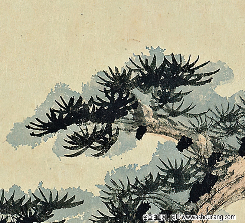 張大千作品_坐看云起時_高士觀山圖_高清國畫下載
