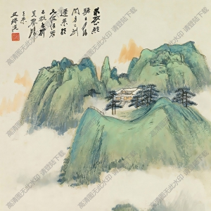 張大千作品_山水畫(huà)_寫(xiě)于文殊院_高清國(guó)畫(huà)下載