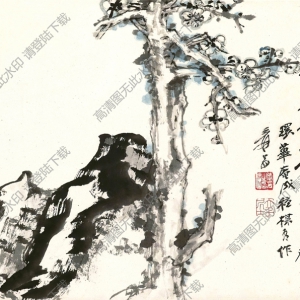 張大千作品_新梅_寫(xiě)于環(huán)華庵_高清國(guó)畫(huà)下載