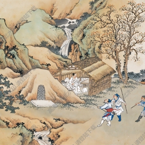 徐燕蓀繪_二十四孝圖07_孝訓(xùn)野兔_高清大圖下載