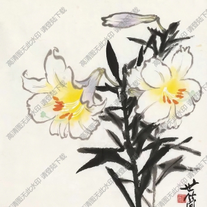 張世簡(jiǎn)畫_花枝小鳥_喇叭花麻雀_高清大圖下載