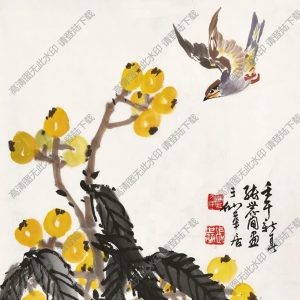 張世簡(jiǎn)_枇杷麻雀_高清大圖下載