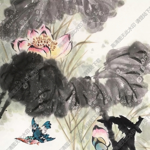 張世簡作品_清趣_荷花翠鳥_高清大圖下載