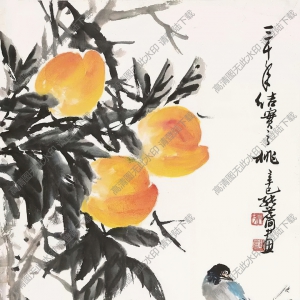 張世簡作品_壽桃_三千年結(jié)實之桃_高清大圖下載